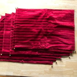 Set of 6 vintage red velvet stripped placemats
